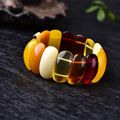 Rectangle Synthetic Amber Stretch Bracelets for Women&nbsp;FIND-PW0021-03-1