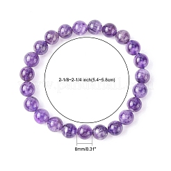 Natural Amethyst Round Beaded Stretch Bracelet&nbsp;BJEW-F293-04A