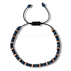 Natural Gemstone & Synthetic Non-magnetic Hematite Beads Braided Bead Bracelets&nbsp;YO1115-1