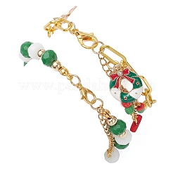 2Pcs 2 Styles Christmas Theme Alloy Enamel Charm Bracelets & Iron Paperclip Chain Bracelets Sets&nbsp;BJEW-JB12443-03