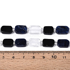 Natural Obsidian & Sodalite & Quartz Crystal Beads Strands&nbsp;G-N358-02A-02