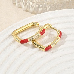 Brass Micro Pave Cubic Zirconia Hoop Earrings&nbsp;KK-CBA98BA-01G-A