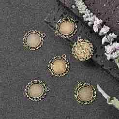 Tibetan Style Flat Round Alloy Pendant Cabochon Settings&nbsp;TIBEP-Q045-005AB-NR