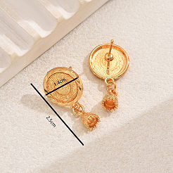 Vintage Flat Round Coin Brass Stud Earrings&nbsp;QH3726