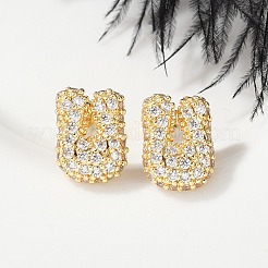 Brass Micro Pave Cubic Zirconia Stud Earrings&nbsp;EJEW-Z091-04G-U