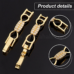 8Pcs 2 Colors Bowknot Rack Plating Brass Micro Pave Clear Cubic Zirconia Watch Band Clasps&nbsp;ZIRC-PH0001-32