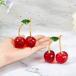 Cherry Handmade Lampwork Figurines Ornaments&nbsp;DJEW-WH0016-49