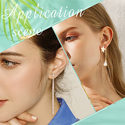 8Pcs 2 Style Brass Ear Nuts with Crystal Rhinestone Tassel&nbsp;KK-SC0003-14
