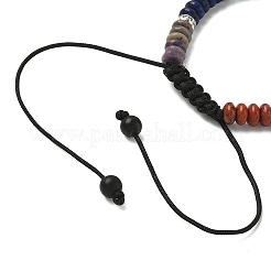 Natural & Synthetic Mixed Gemstone Flat Round Braided Bead Bracelets&nbsp;BJEW-JB09711