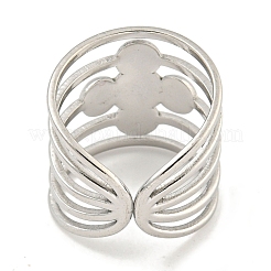 Non-Tarnish 304 Stainless Steel Cross Wide Open Cuff Ring Components&nbsp;RJEW-A043-06P
