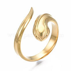 304 Stainless Steel Snake Wrap Open Cuff Ring for Women&nbsp;RJEW-T023-78G