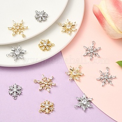 3Pcs 3 Styles Brass Pave Clear Cubic Zirconia Pendants&nbsp;KK-YW0003-79G