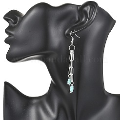 Natural Mixed Stone Flat Round Dangle Earrings&nbsp;EJEW-JE06812