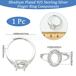 1Pc 925 Sterling Silver Prong Ring Settings&nbsp;STER-BBC0008-59