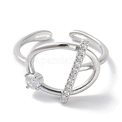 Brass Micro Pave Cubic Zirconia Cuff Rings&nbsp;RJEW-G310-02P