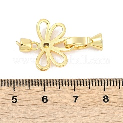 Brass Micro Pave Clear Cubic Zirconia Fold Over Clasps&nbsp;KK-M311-20G
