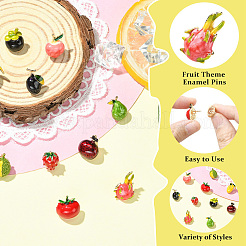 10Pcs 10 Styles Fruit Theme Enamel Pins&nbsp;JEWB-CJ0001-83