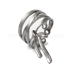 Alloy Bowknot Wide Open Cuff Rings for Women&nbsp;RJEW-S412-08B