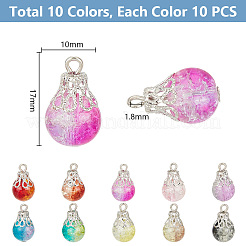 100Pcs 10 Color Crackle Glass Charms&nbsp;PALLOY-AB00224