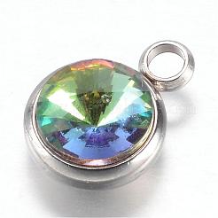 304 Stainless Steel Glass Rhinestone Charms&nbsp;STAS-G082-12
