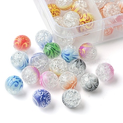 100Pcs 10 Colors Two Tone Spray Painted Crackle Acrylic Beads&nbsp;DIY-FS0006-73