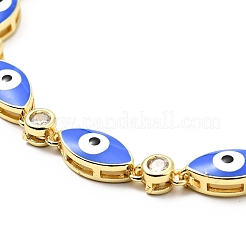 Clear Cubic Zirconia & Enamel Horse Eye Links Slider Bracelet&nbsp;BJEW-A127-01G