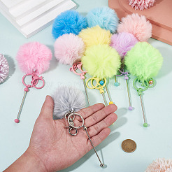 10Pcs 10 Colors Polyester Wool Beadable Keychain Bar&nbsp;AJEW-TA0003-18