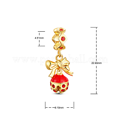 925 Sterling Silver Enamel Golden Jingle Bell European Beads&nbsp;TS-P-214