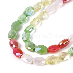 Electroplate Imitation Jade & Opaque & Transparent Glass Beads Strands&nbsp;EGLA-Q135-6x8MM-01C