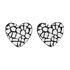 Heart Acrylic Printed Stud Earrings for Women&nbsp;EJEW-G418-01F