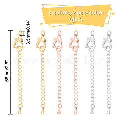 6Pcs 3 Colors Brass Chain Extender&nbsp;KK-NB0003-14