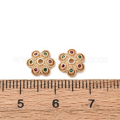Brass Cubic Zirconia Bead Caps&nbsp;ZIRC-L105-03B-G