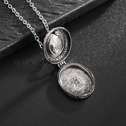 Alloy Acrylic Oval Photo Locket Pendant Necklaces for Women&nbsp;WGC3FDF-02