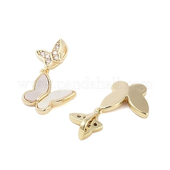 Brass Micro Pave Clear Cubic Zirconia Pendants&nbsp;KK-Z059-12G