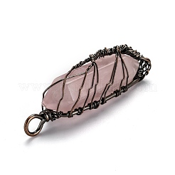 Natural Rose Quartz Big Wire Wrapped Pointed Pendants&nbsp;G-T133-R02G