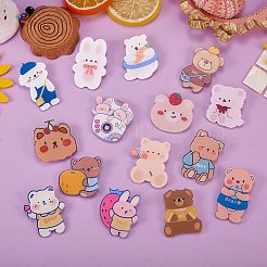 15Pcs 15 Style Bear & Rabbit Brooch Pins&nbsp;JEWB-SZ0001-35