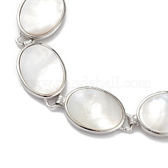 Natural White Shell Link Chain Bracelets&nbsp;BJEW-E077-02P-01