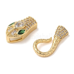 Snake Brass Micro Pave Cubic Zirconia S Hook Clasps&nbsp;KK-A227-06G