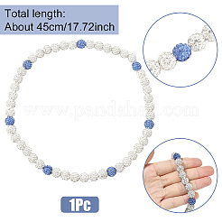 1Pc Polymer Clay Rhinestone Round Beaded Stretch Necklaces&nbsp;NJEW-SP0001-14F
