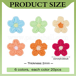 120Pcs 6 Colors Flower Yarn Knitted Appliques&nbsp;DIY-MA0006-85