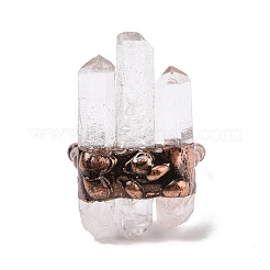 Triple Natural Quartz Crystal Irregular Bullet Open Cuff Ring&nbsp;G-I330-16R