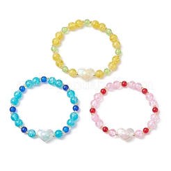 3Pcs 3 Colors Spray Painted Crackle Glass Beads Stretch Bracelets for Women&nbsp;BJEW-MZ00201