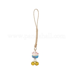 Handmade Porcelain Lucky Cat Mobile Straps&nbsp;HJEW-JM00891