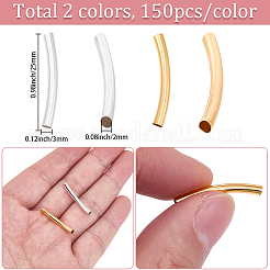 300Pcs 2 Colors Brass Curved Tube Beads&nbsp;KK-BM0001-02
