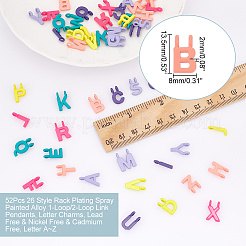 52Pcs 26 Style Rack Plating Spray Painted Alloy 1-Loop/2-Loop Link Pendants&nbsp;FIND-NB0004-34