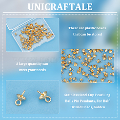 80Pcs 201 Stainless Steel Cup Pearl Peg Bails Pin Pendants&nbsp;STAS-UN0054-52