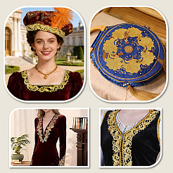 Sew on Ethnic Style Embroidery Leaf Polyester Hollow Lace Ribbons&nbsp;OCOR-WH0008-113