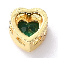 Brass inlaid Cubic Zirconia Slide Charms&nbsp;ZIRC-F125-01C-G