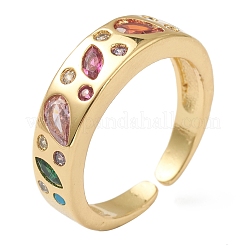 Brass Micro Pave Cubic Zirconia Cuff Rings&nbsp;RJEW-L100-008G