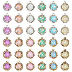 40Pcs 2 Colors UV Plating Alloy with Mixed Color Glass Rhinestone Pendants&nbsp;FIND-PJ0001-40